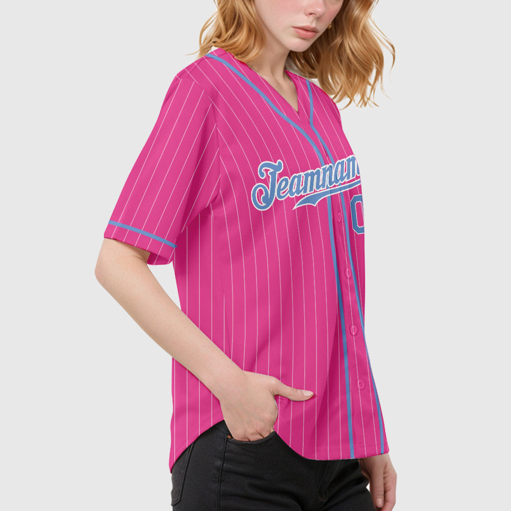 Custom Red Black-White Piping Pinstripe Baseball Jersey