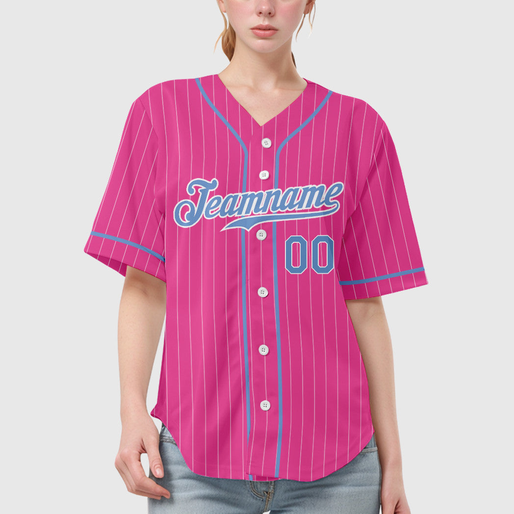 Custom Red Black-White Piping Pinstripe Baseball Jersey