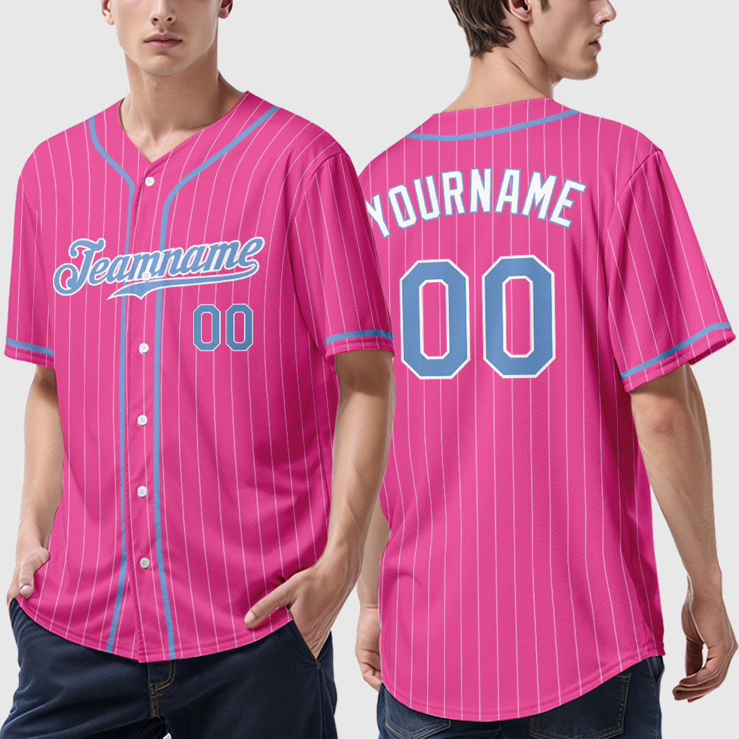Custom Red Black-White Piping Pinstripe Baseball Jersey