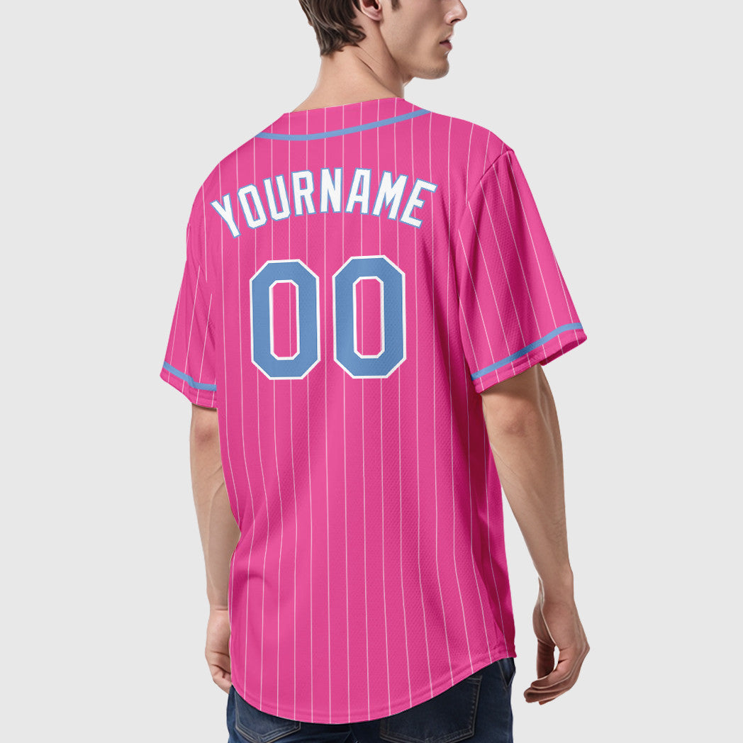 Custom Red Black-White Piping Pinstripe Baseball Jersey