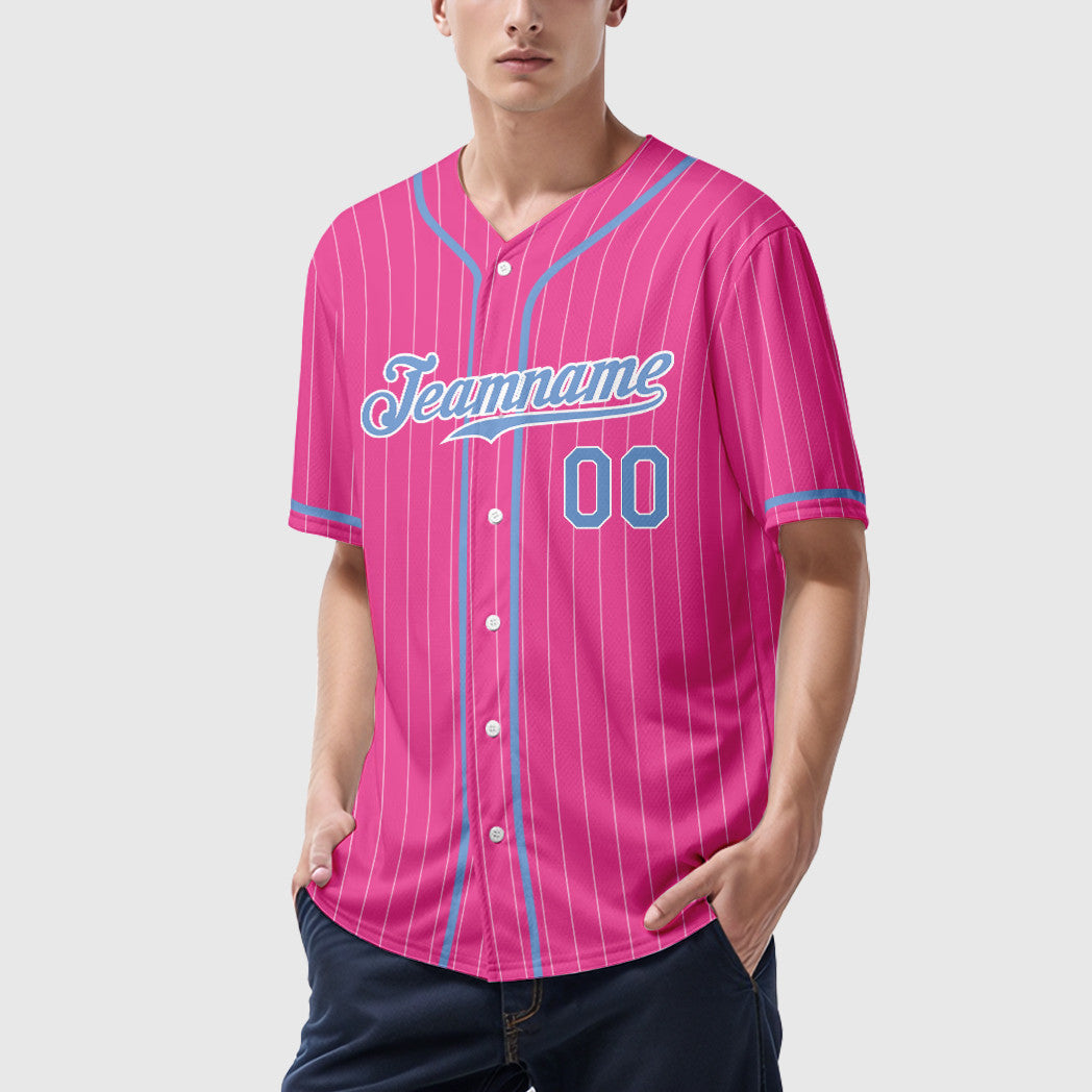 Custom Red Black-White Piping Pinstripe Baseball Jersey