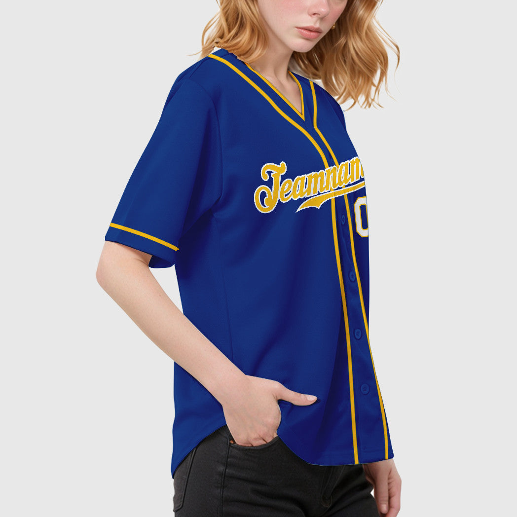 Custom Royal Light Blue-White Piping Baseball Jersey