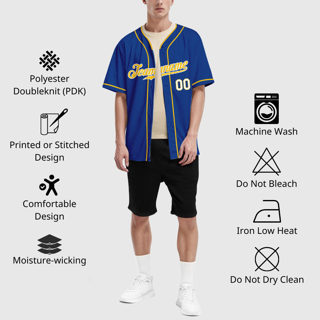 Custom Royal Light Blue-White Piping Baseball Jersey