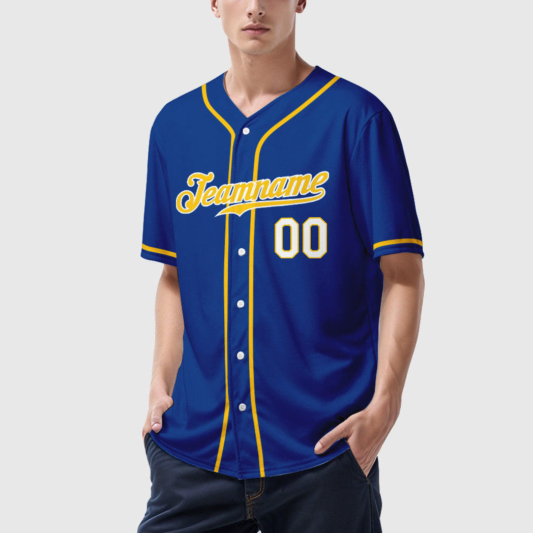Custom Royal Light Blue-White Sleeve Baseball Jersey
