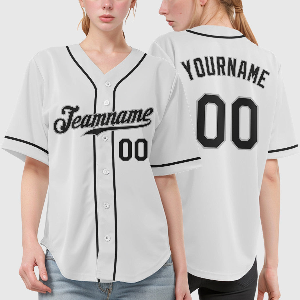 Custom White Black Sleeve Baseball Jersey