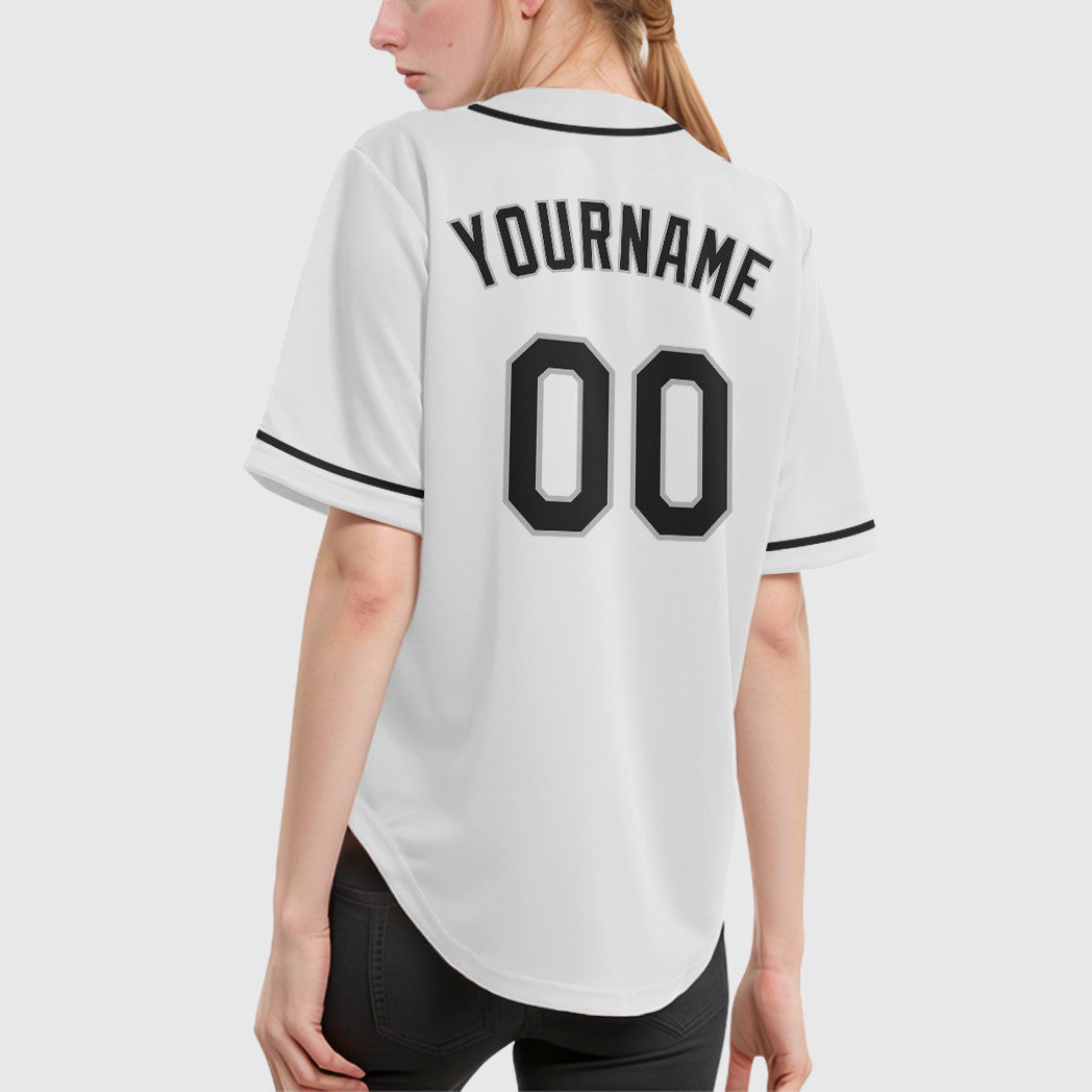 Custom White Black Sleeve Baseball Jersey