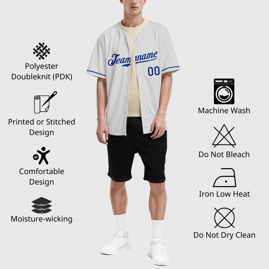 Custom White Royal Baseball Jersey