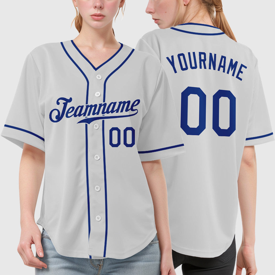 Custom White Royal Piping Baseball Jersey