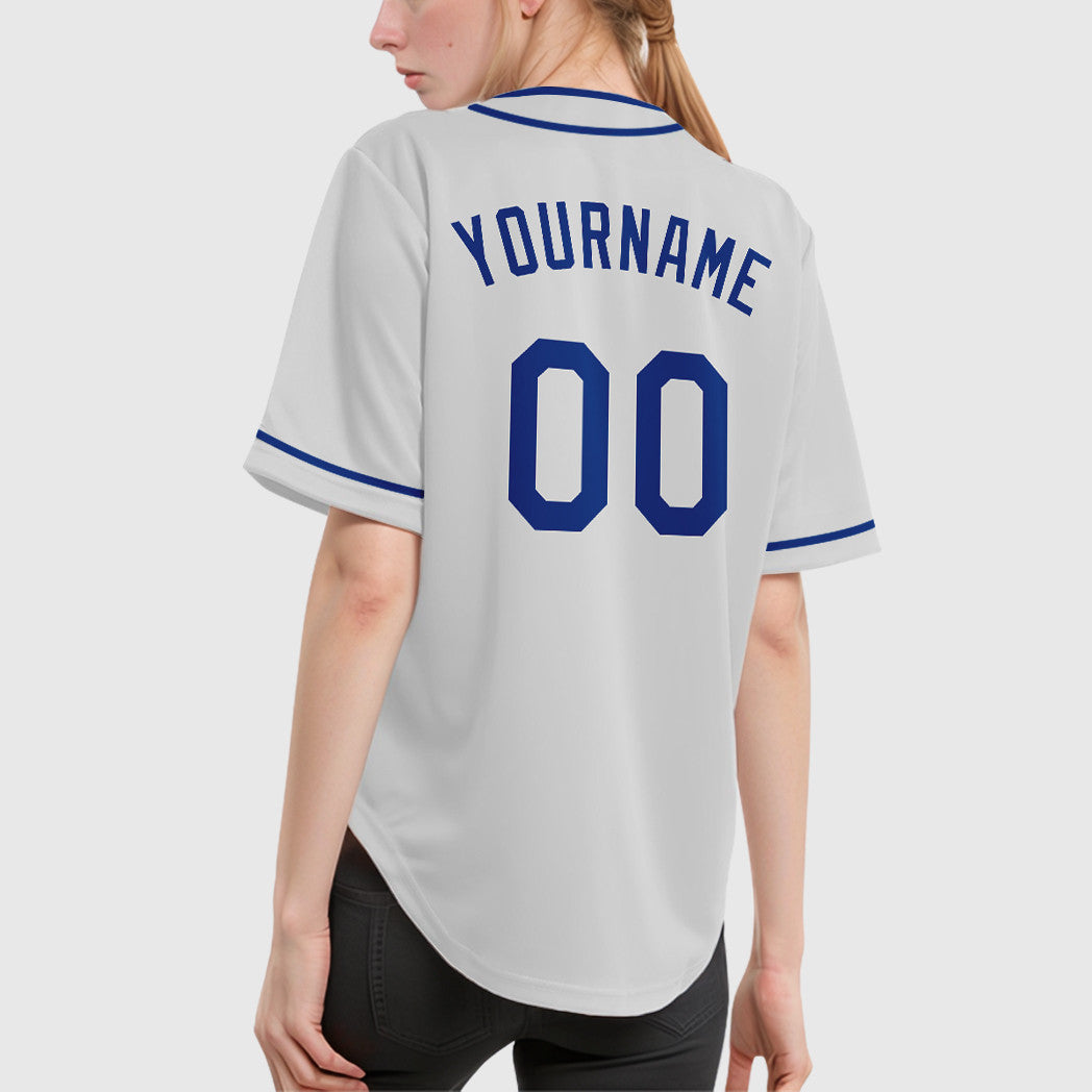 Custom White Royal Piping Baseball Jersey