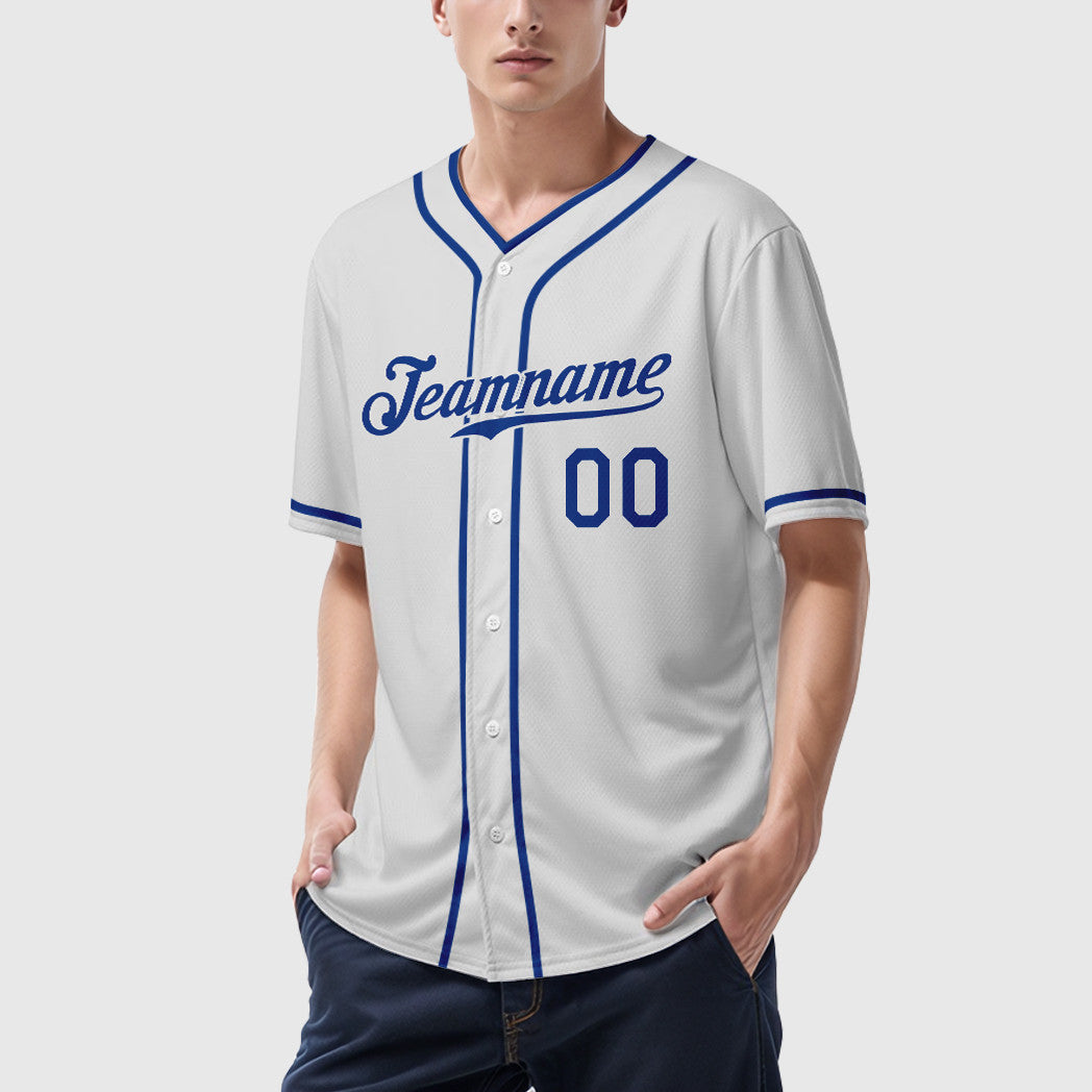 Custom White Royal Piping Baseball Jersey