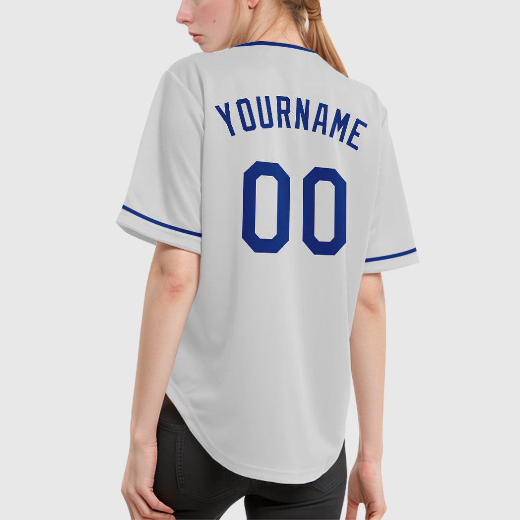 Custom White Royal Collar Sleeve Baseball Jersey