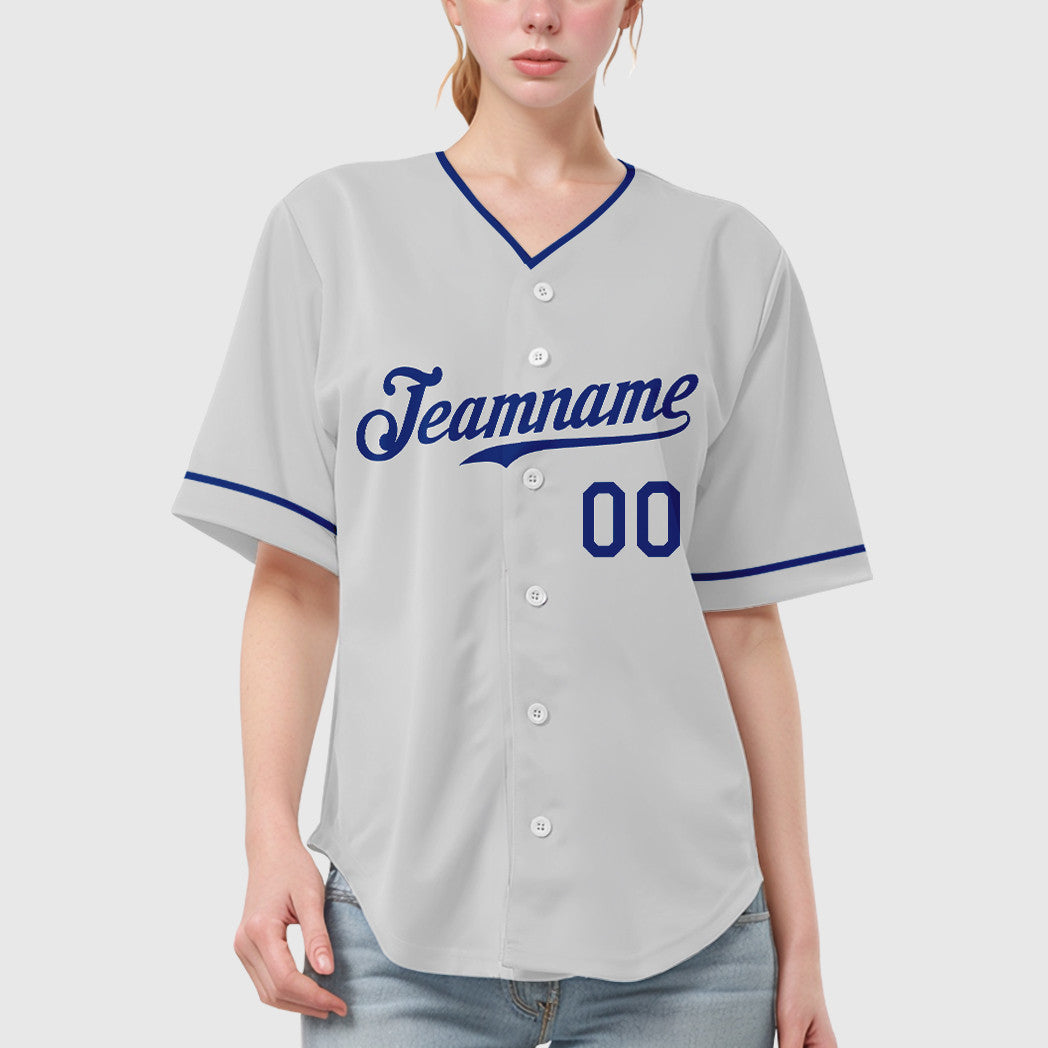 Custom White Royal Collar Sleeve Baseball Jersey