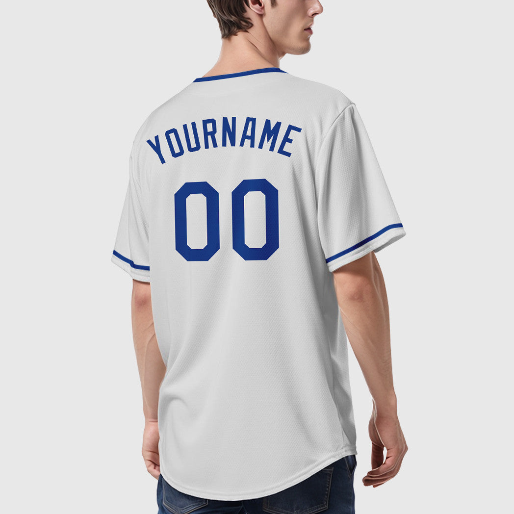 Custom White Royal Collar Sleeve Baseball Jersey
