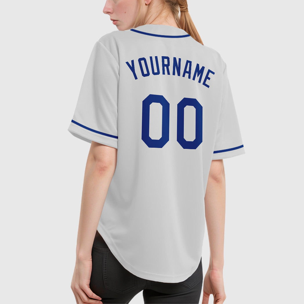 Custom White Royal Sleeve Baseball Jersey