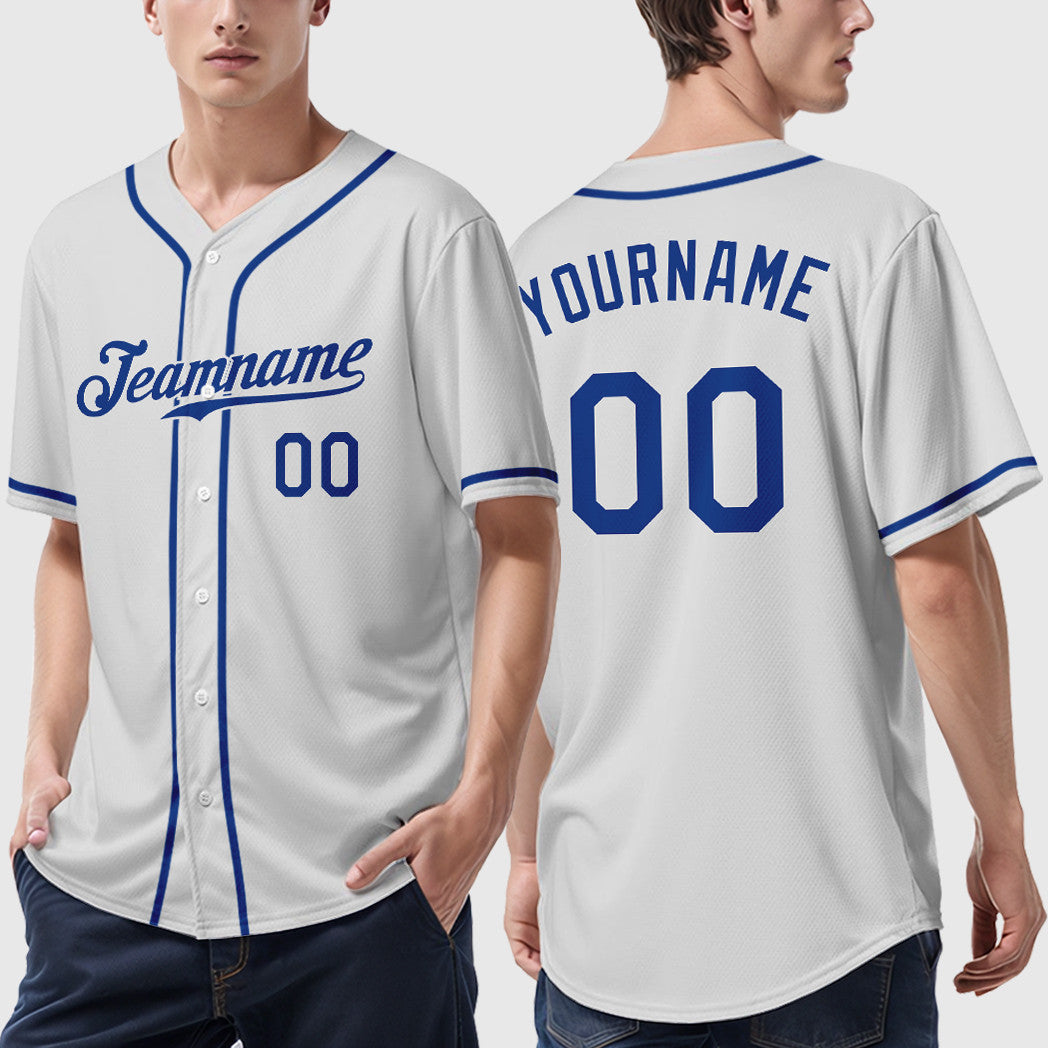 Custom White Royal Sleeve Baseball Jersey