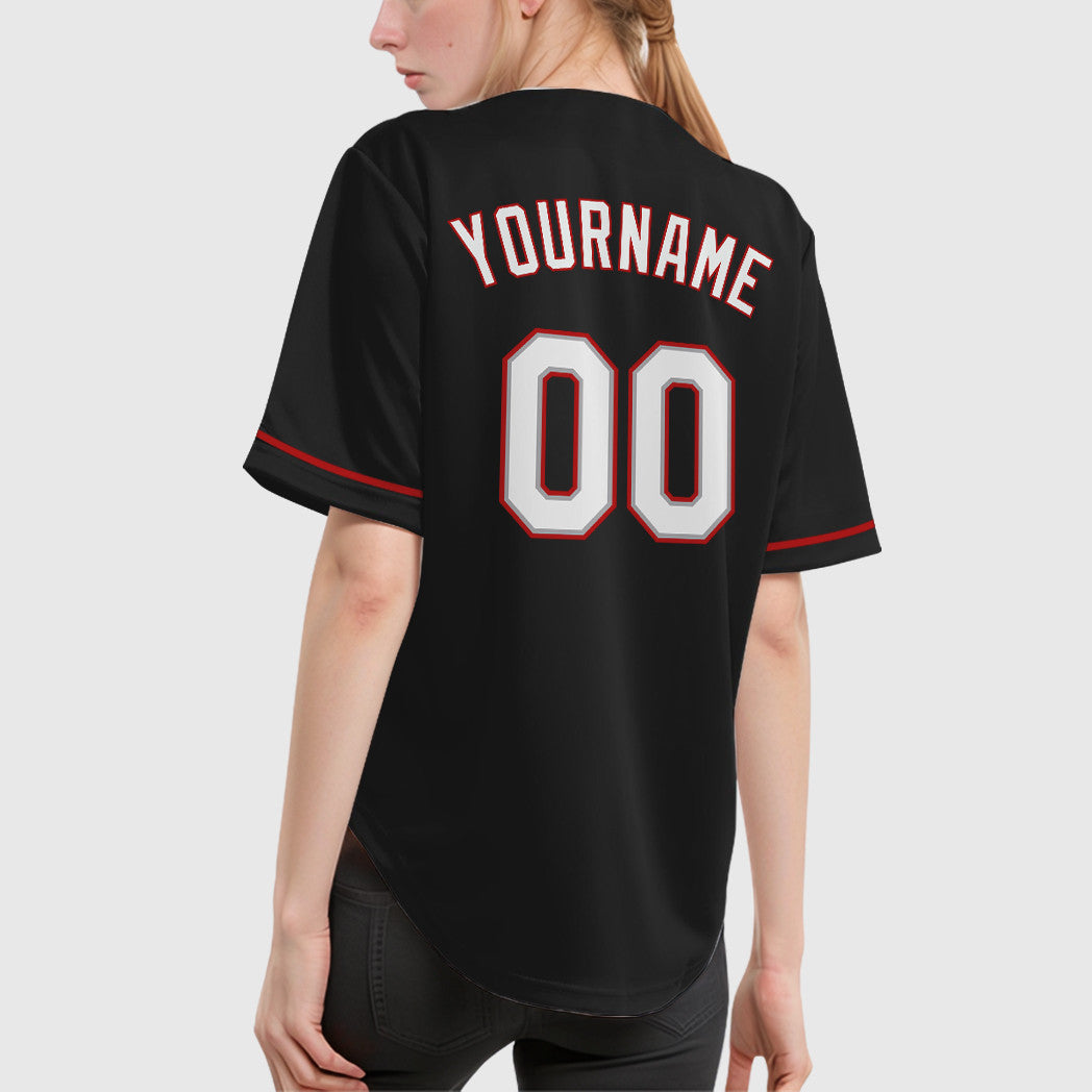 Custom Black Gray White-Red Baseball Jersey
