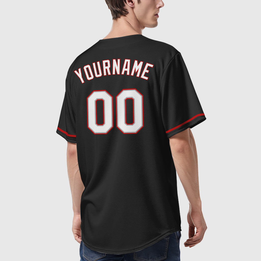 Custom Black Gray White-Red Baseball Jersey