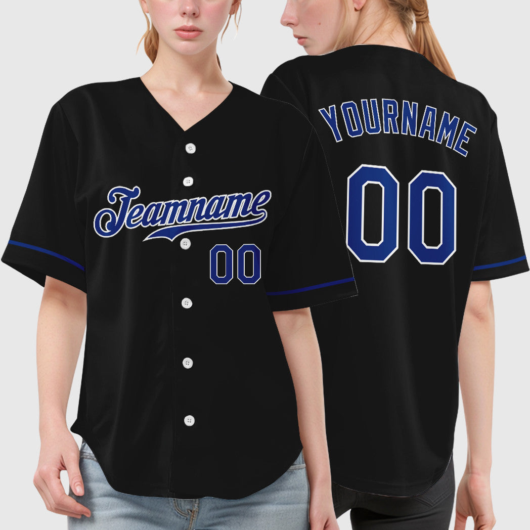 Custom Black Royal-White Baseball Jersey