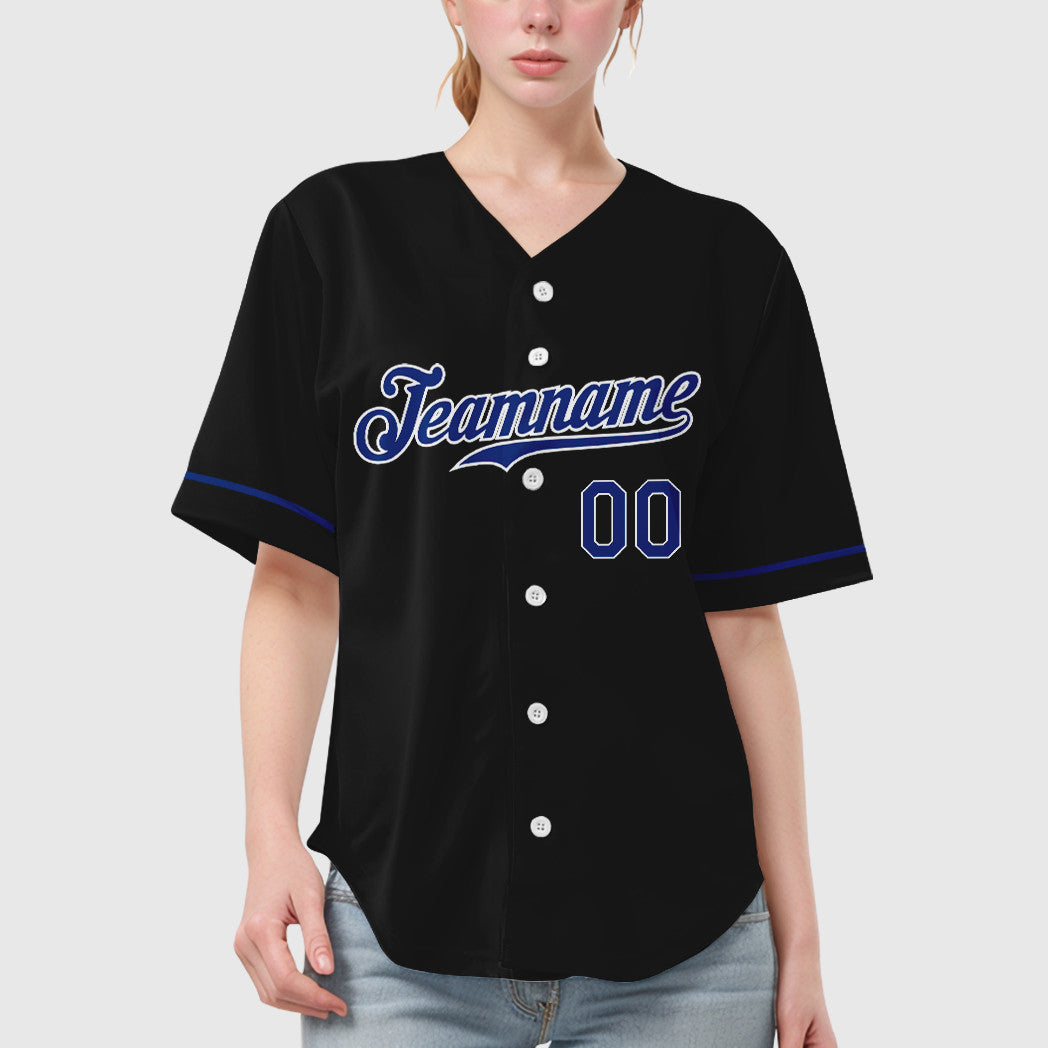 Custom Black Royal-White Baseball Jersey