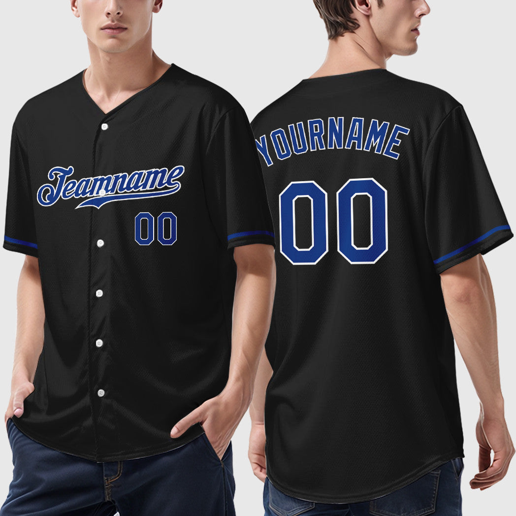Custom Black Royal-White Baseball Jersey