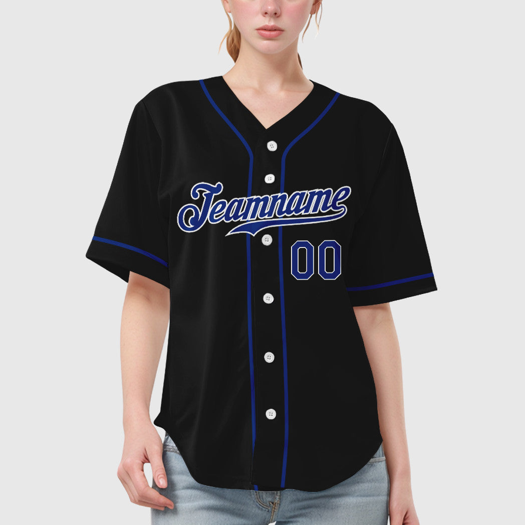 Custom Black Royal-White Sleeve Baseball Jersey