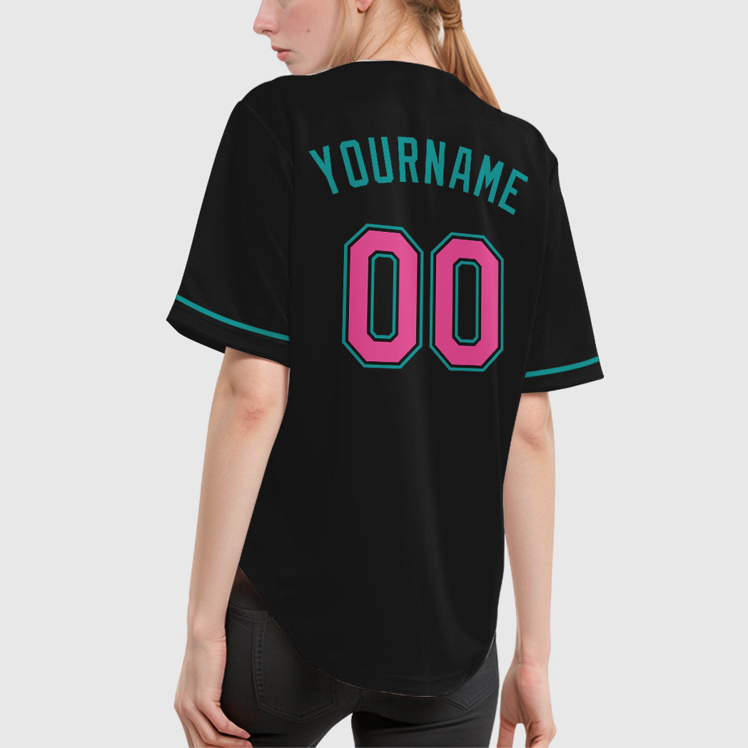 Custom Black Teal Pink Baseball Jersey