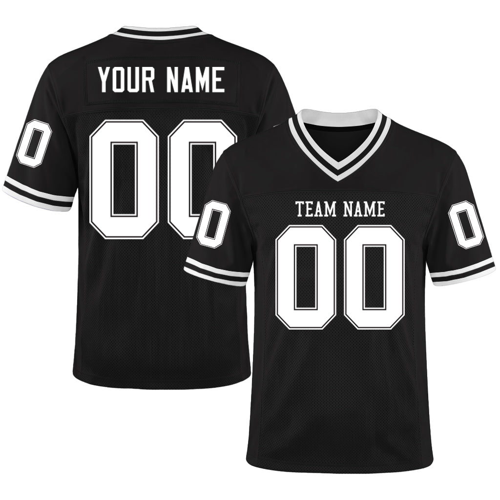 Custom Black White Mesh Football Jersey