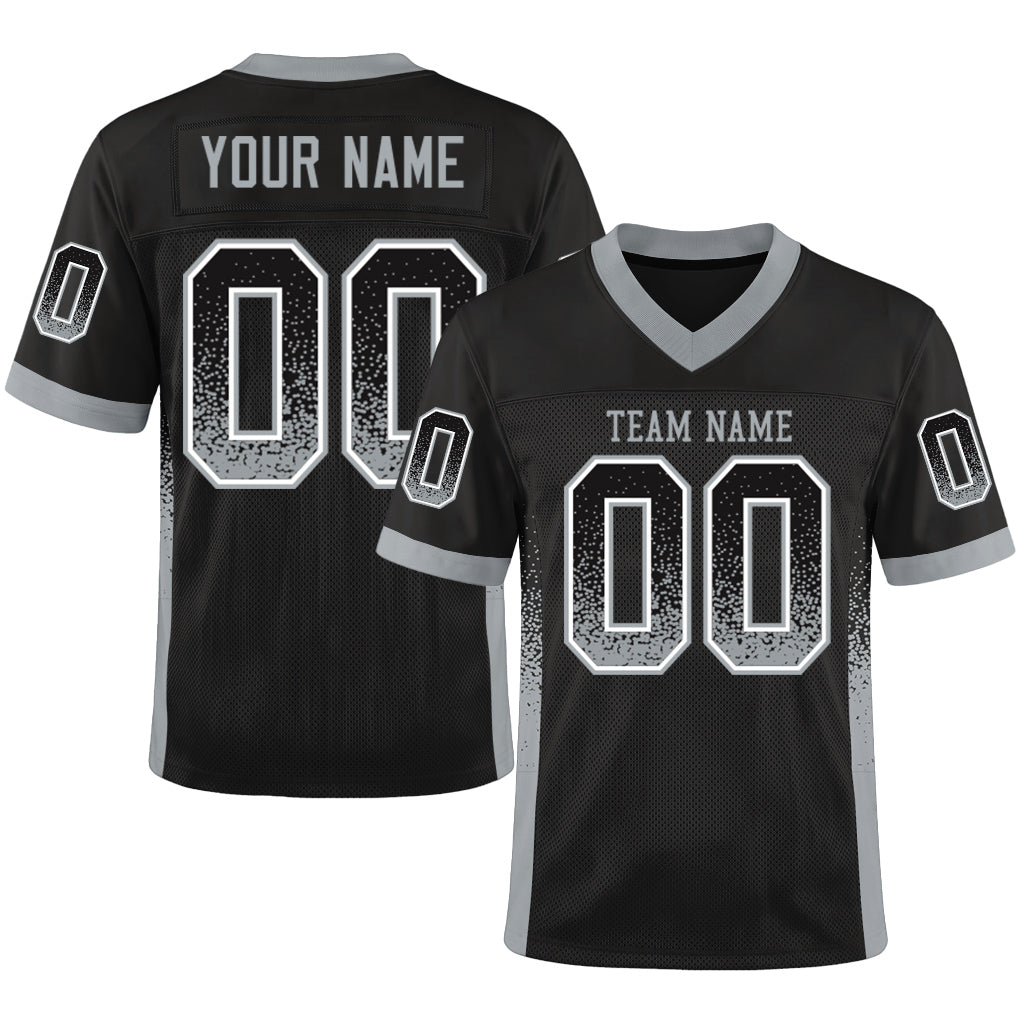 Custom Black Silver-White Mesh Drift Fashion Mesh Football Jersey