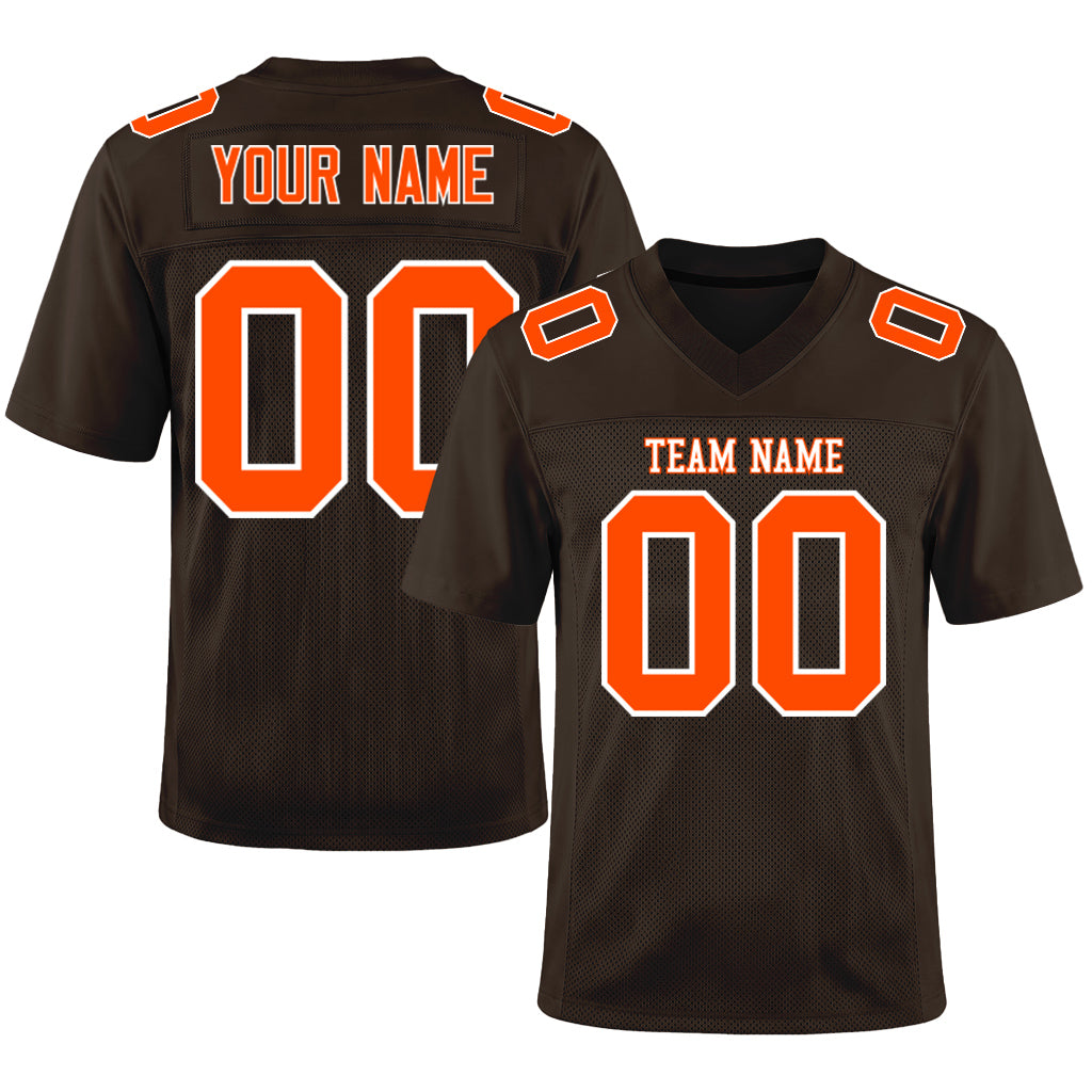Custom Brown Orange-White Football Jersey