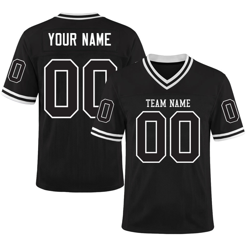 Custom Black White Mesh Football Jersey