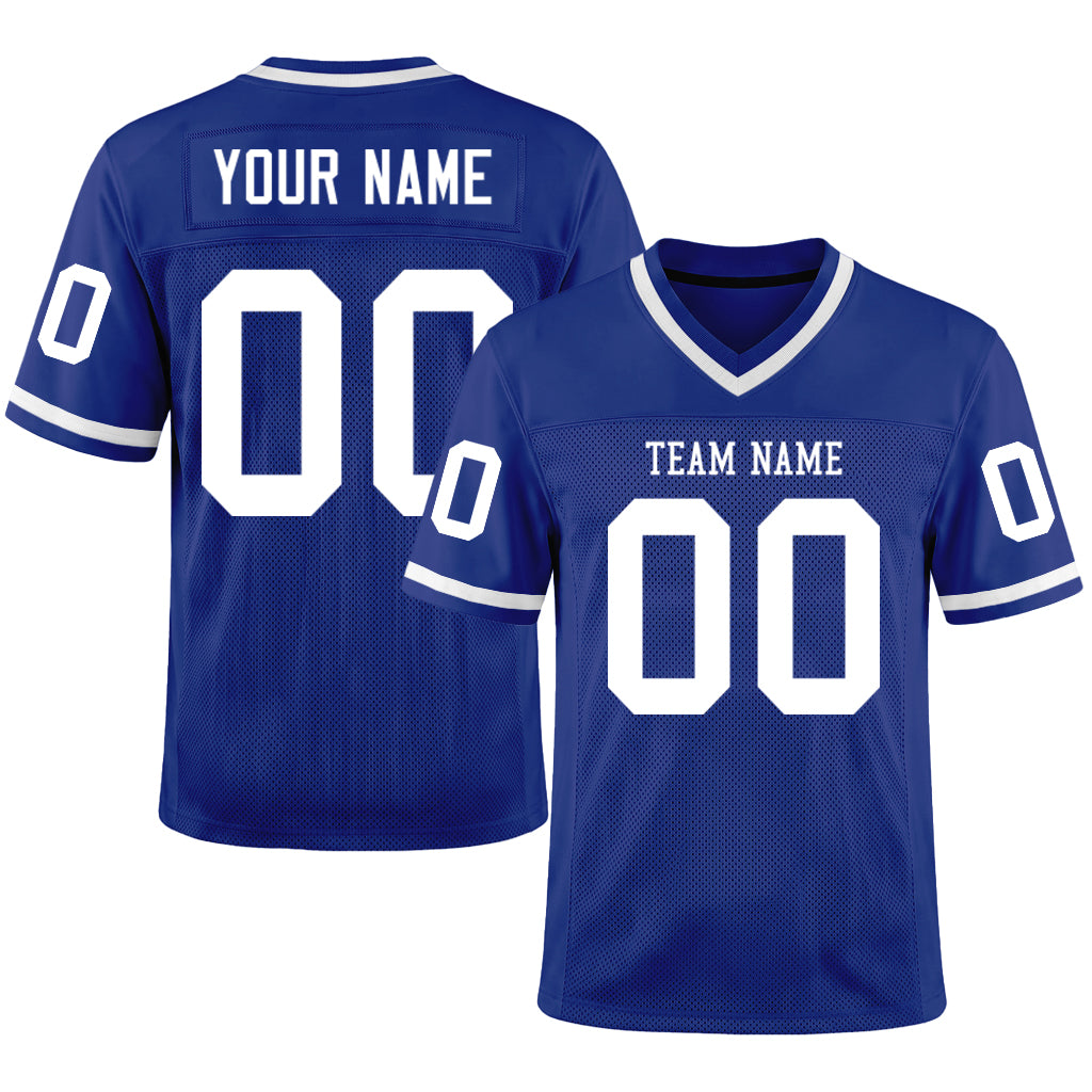 Custom Royal White Mesh Football Jersey