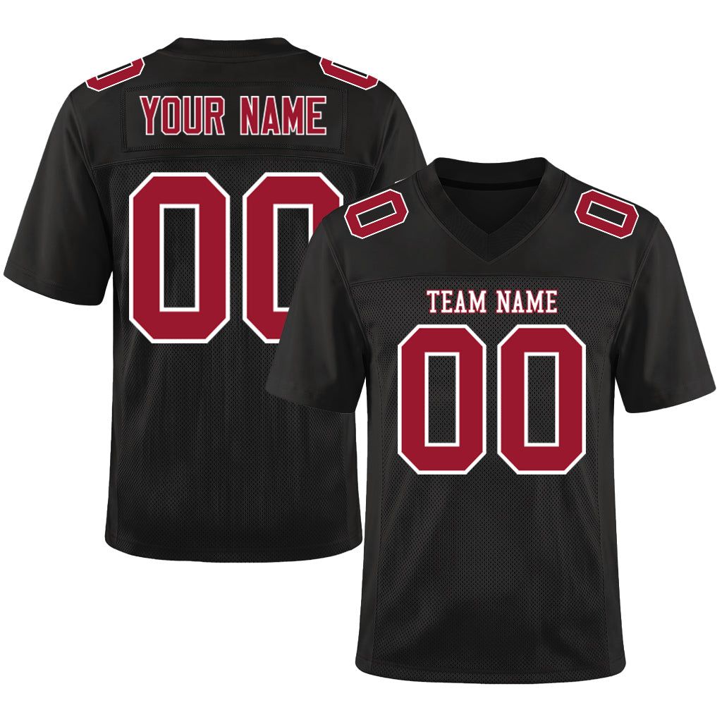 Custom Black Cardinal-White Custom Name Mesh Football Jersey