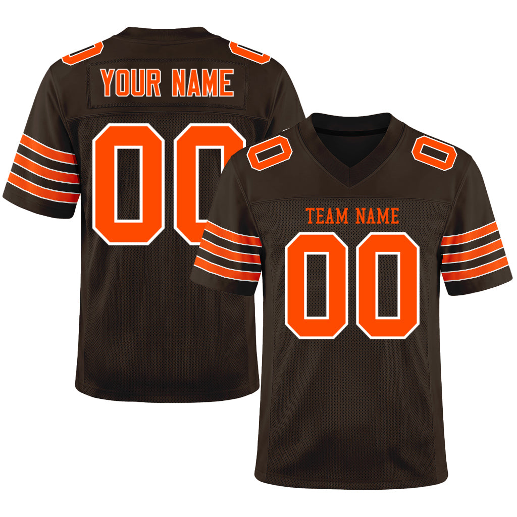 Custom Brown Orange-White Football Jersey