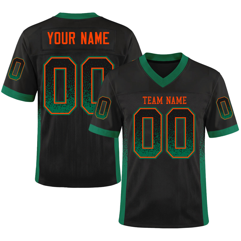 Custom Black Kelly Green-Orange Mesh Drift Fashion Mesh Football Jersey