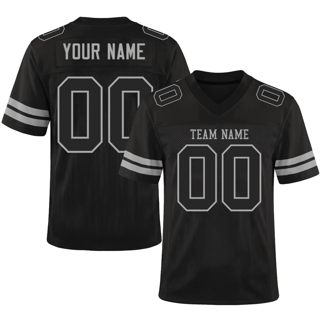 Custom Black Black-Gray Mesh Football Jersey