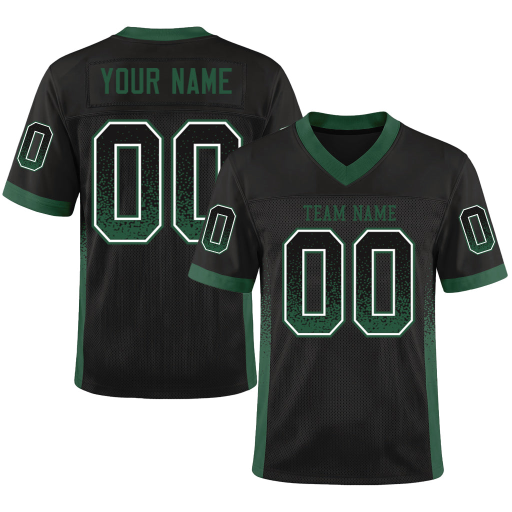 Custom Black Gotham Green-White Drift Fashion Custom Name Mesh Football Jersey