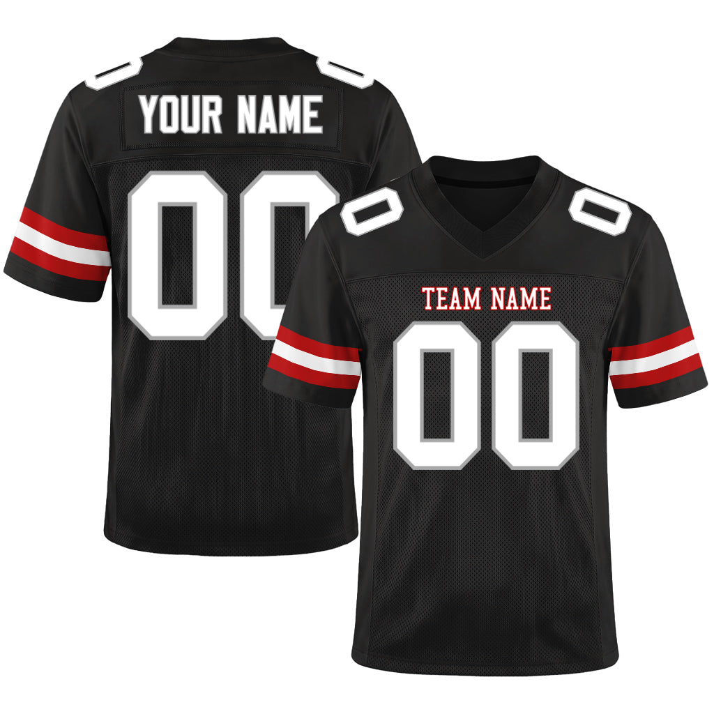 Custom Black White-Gray Custom Name Mesh Football Jersey