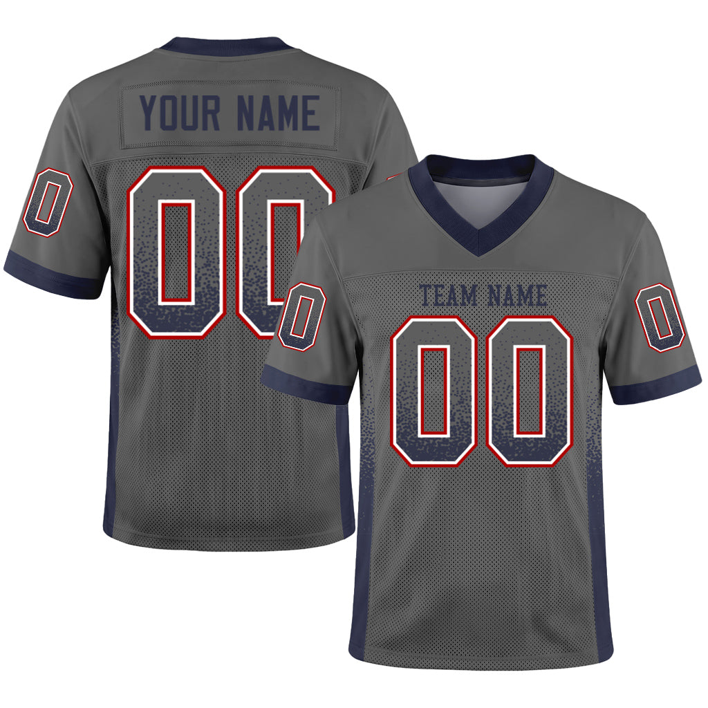 Custom Gray Navy-Red Drift Fashion Mesh Football Jersey