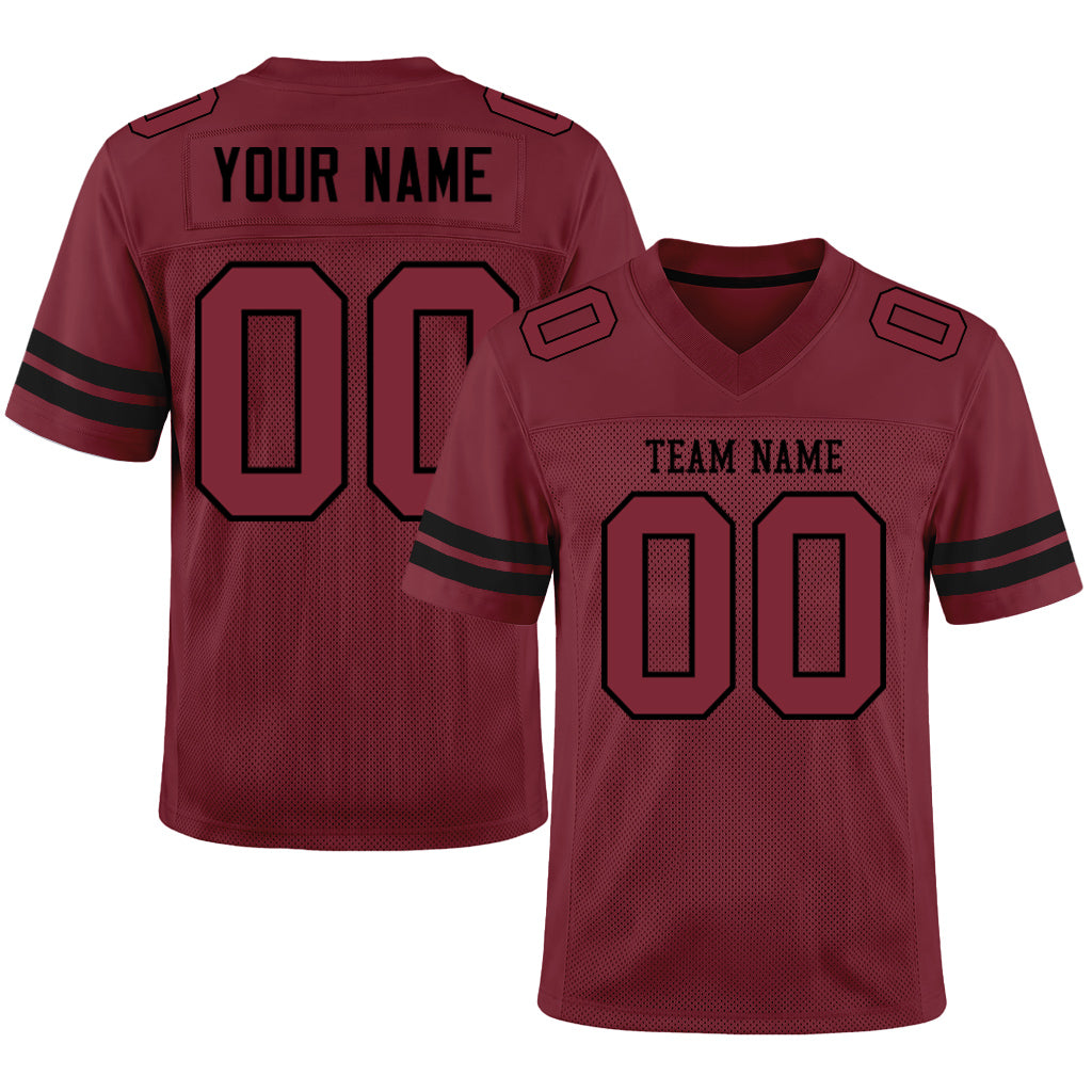 Custom Burgundy Burgundy-Black Mesh Football Jersey
