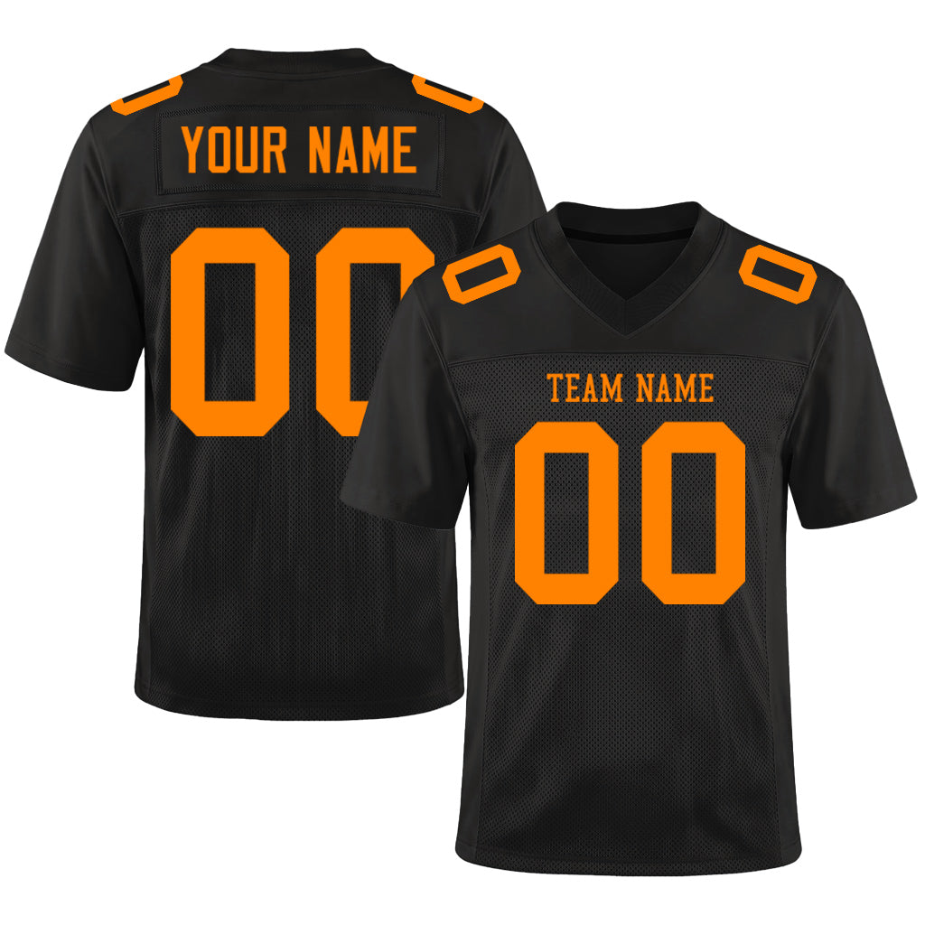 Custom Black Bay Orange Mesh Football Jersey