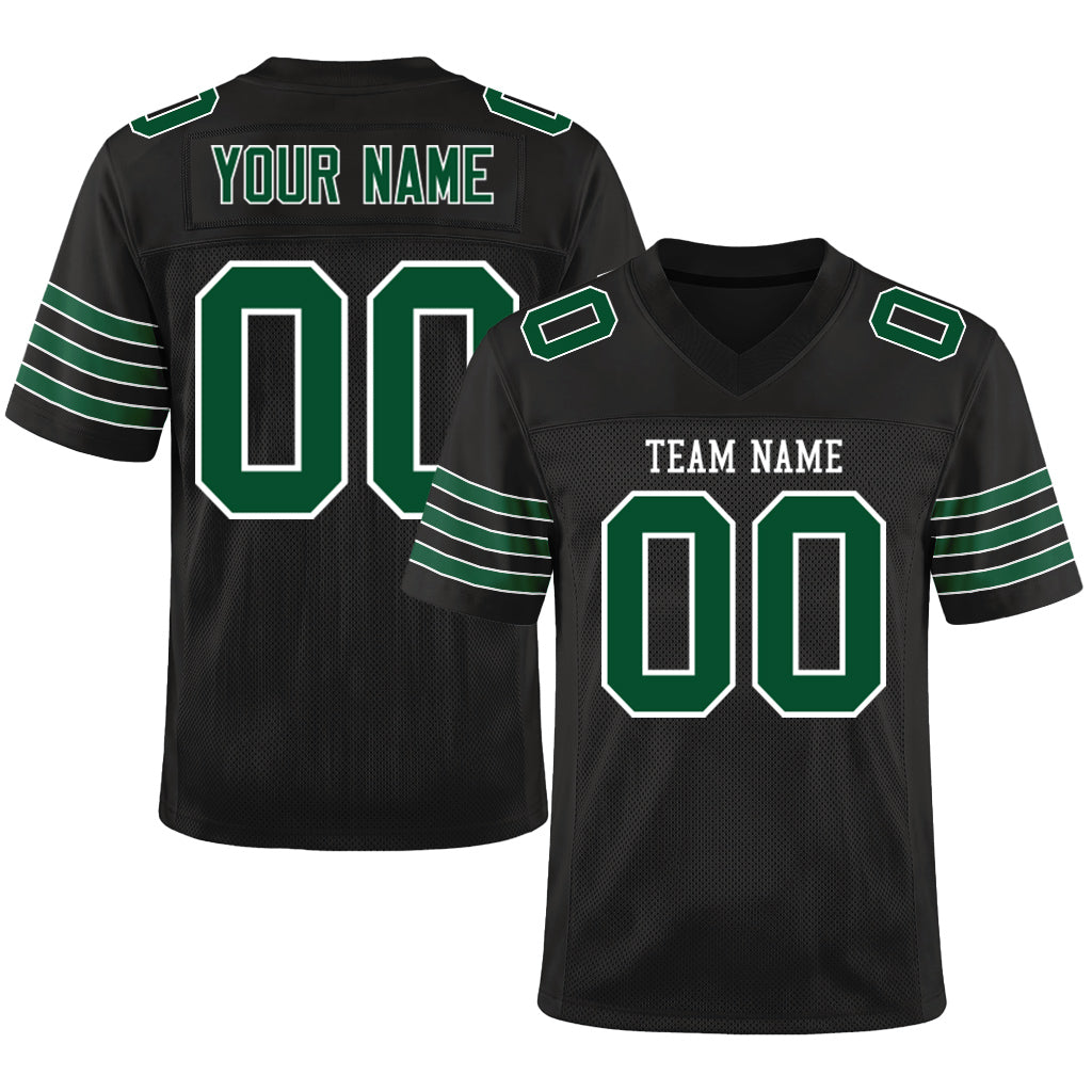 Custom Black Gotham Green-White Custom Name Mesh Football Jersey