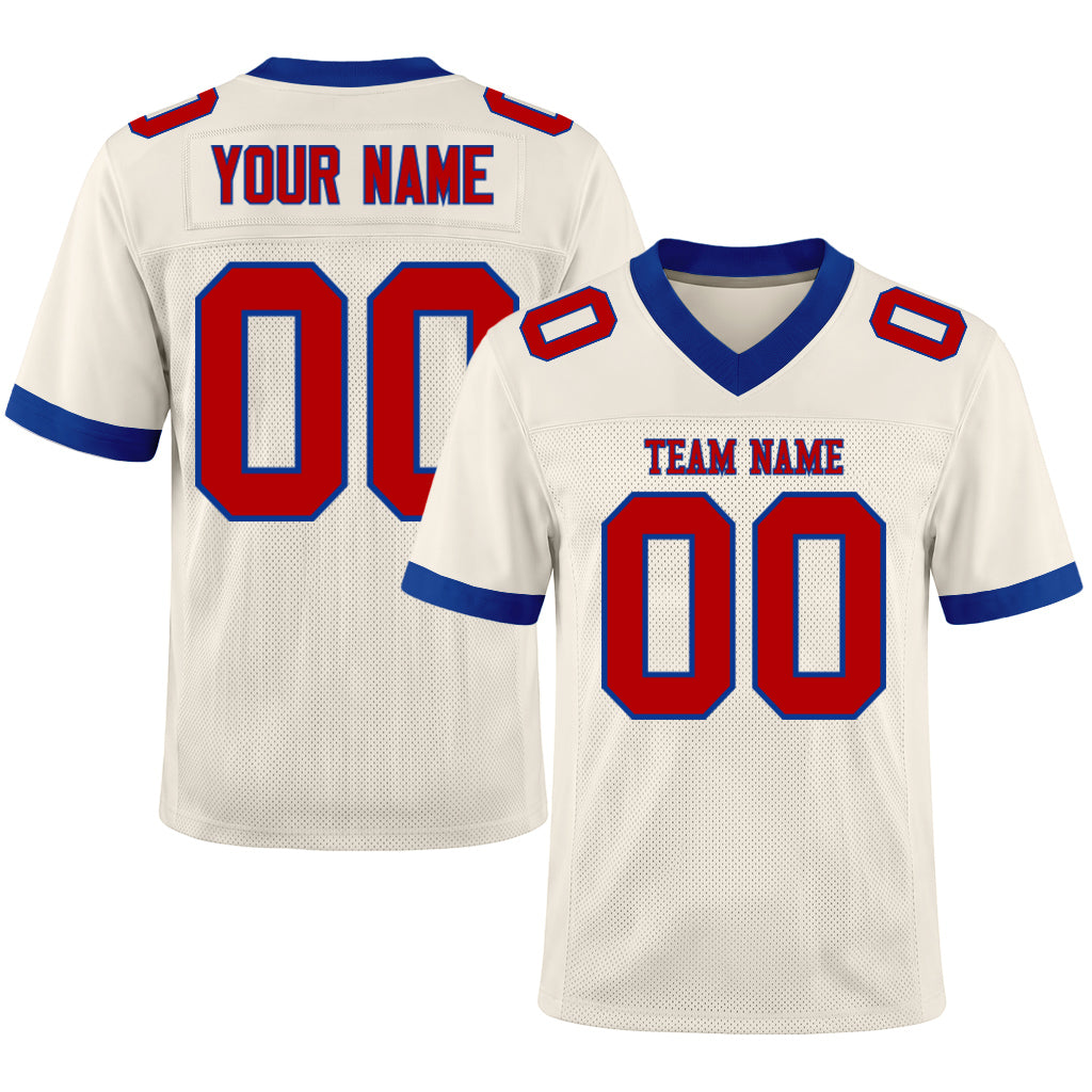Custom Cream Red-Royal Football Jersey