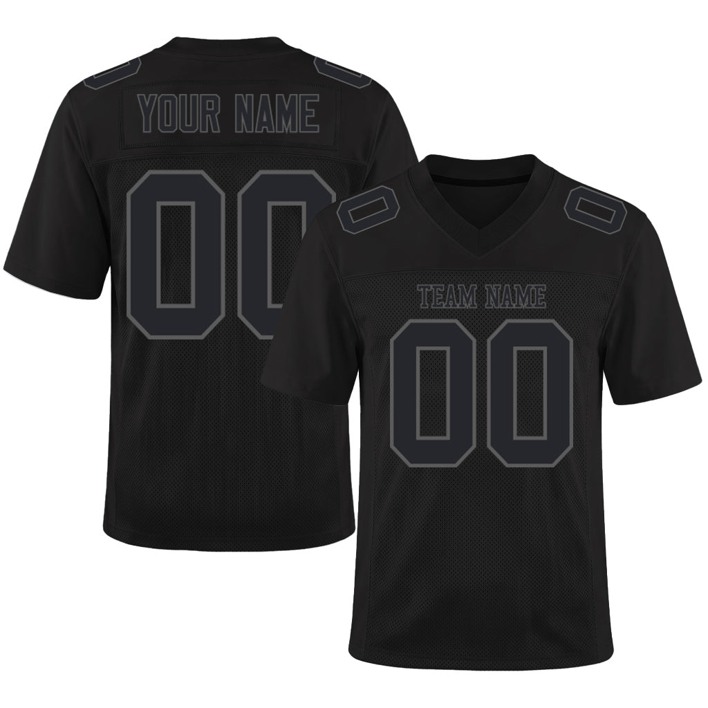 Custom Black Steel Gray Mesh Football Jersey