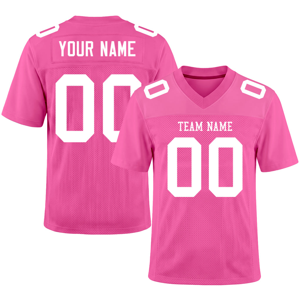 Custom Pink White Mesh Football Jersey