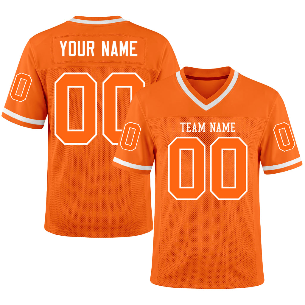 Custom Orange White Mesh Football Jersey