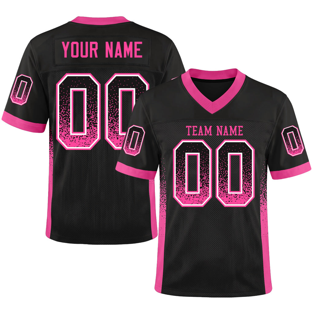 Custom Black Pink-White Mesh Drift Fashion Mesh Football Jersey