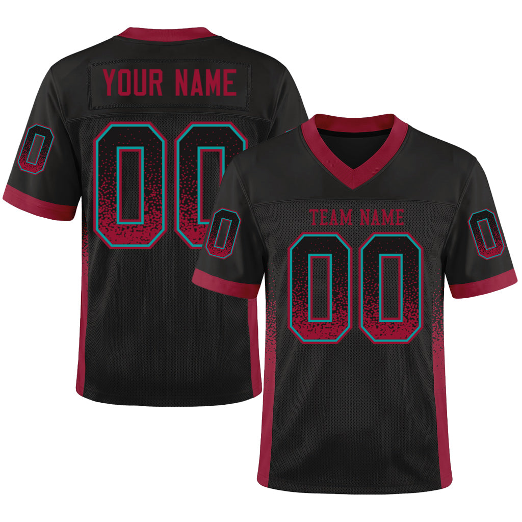 Custom Black Crimson-Teal Mesh Drift Fashion Mesh Football Jersey