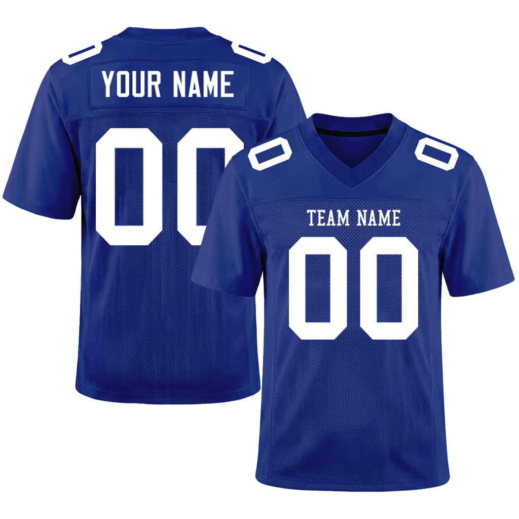 Custom Royal White Mesh Football Jersey