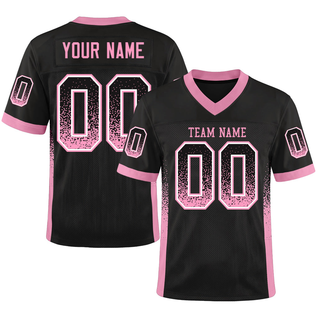 Custom Black Light Pink-White Mesh Drift Fashion Mesh Football Jersey