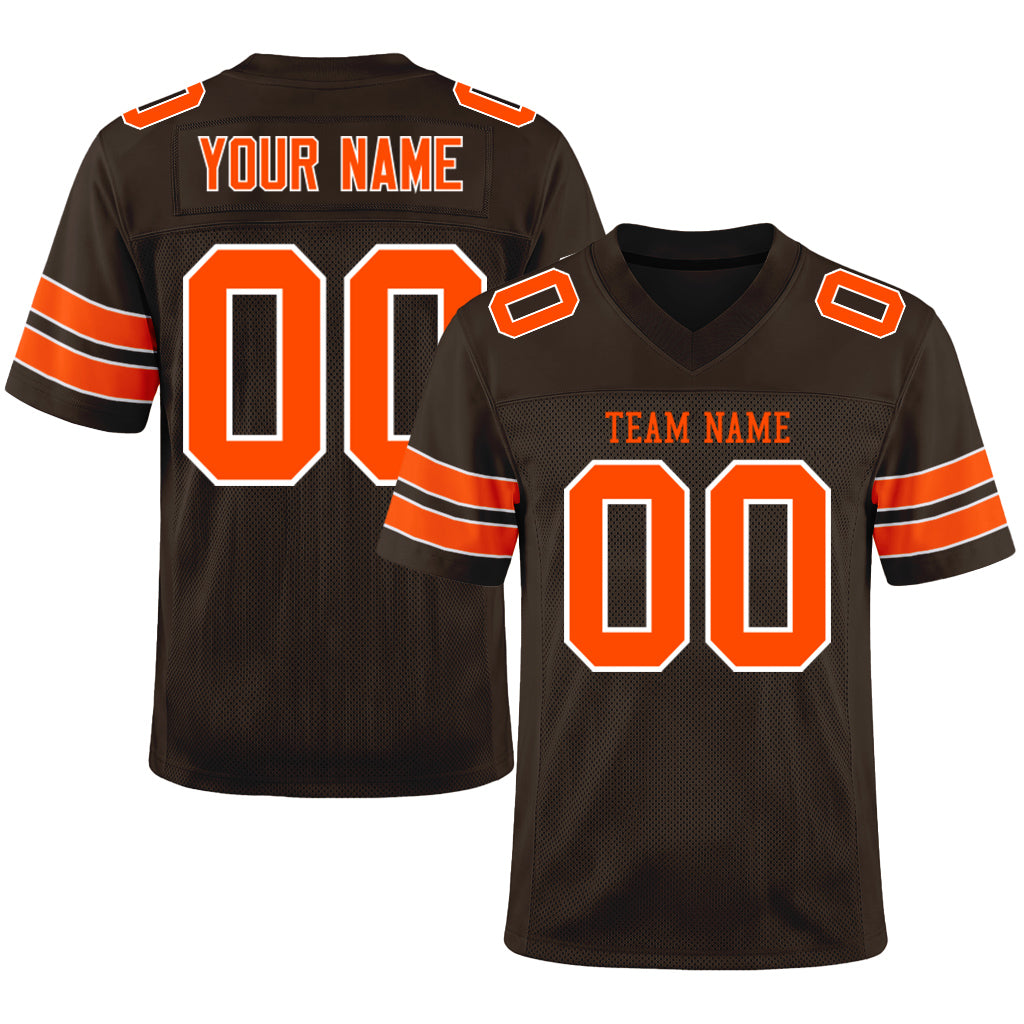 Custom Brown Orange-White Football Jersey